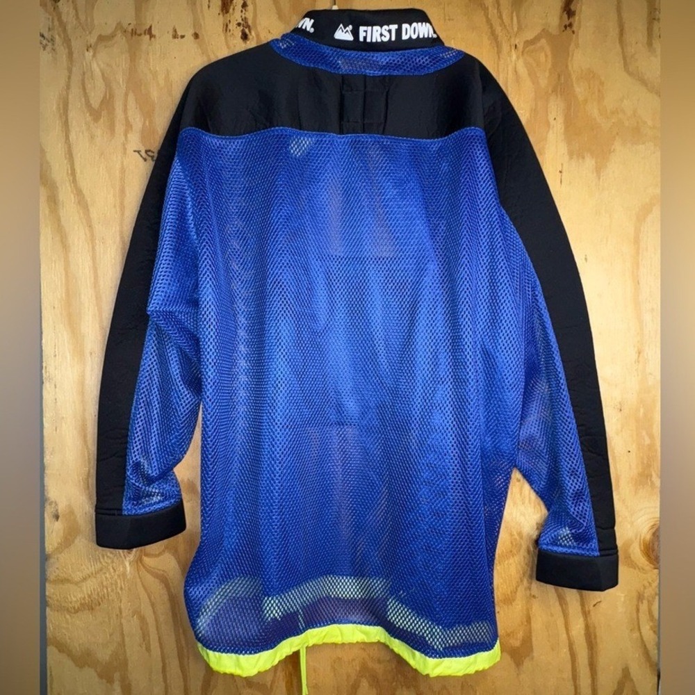 First Down Blue Mesh Pullover Jacket Black Neon T… - image 5
